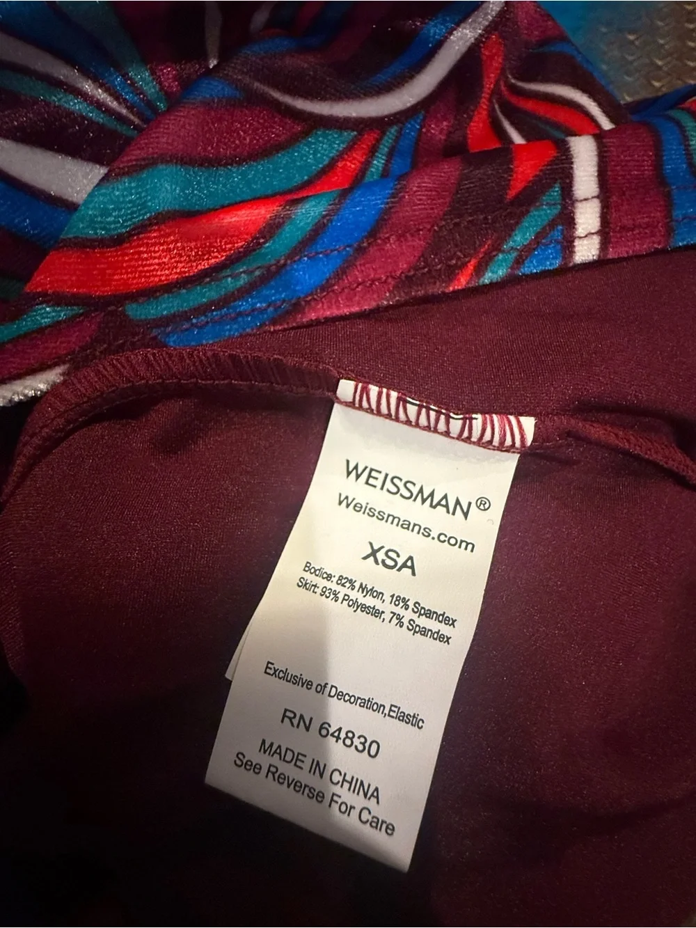 Weissman Multicolor Swirl Dress with Blue Feather Trim and Headband